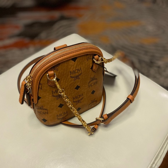 NEW! MCM Mini Anna Visetos Canvas Crossbody Bag - Picture 9 of 16